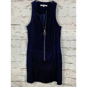 TRINA TURK Dress Women Sz 4 Navy Blue Leather Suede Retro Y2K Classic Business
